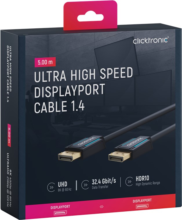 DisplayPort-Kabel - Kabellänge 5 m - Premium-Kabel|1x DisplayPort-Stecker 1x DisplayPort-Stecker|5,0 m|UHD 8K @ 60 Hz DisplayPort-Kabel - Kabellänge 5 m - Premium-Kabel|1x DisplayPort-Stecker 1x DisplayPort-Stecker|5,0 m|UHD 8K @ 60 Hz