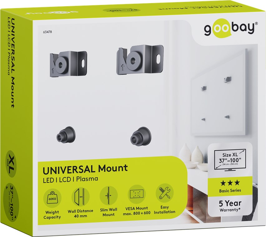 TV-Wandhalterung EasyMount Universal - für Fernseher von 37" bis 100" (94-254 cm) bis 60kg mit universellem Montagesystem.