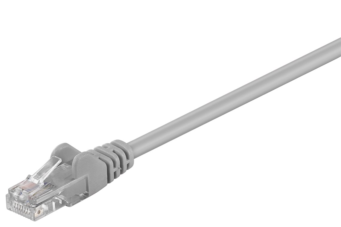 CAT 5e Patchkabel, U/UTP, Grau, 0,25 m - Kabellänge 0.25 m - Kupferkaschierter Aluminiumleiter (CCA)
