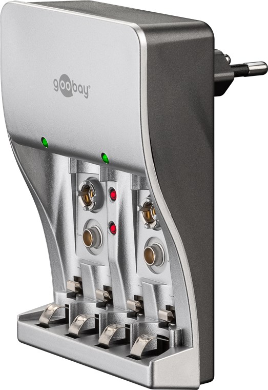Plug-in Batterie-Ladegerät - lädt bis zu 4x Micro (AAA) oder Mignon (AA) und 2x 9 V Block