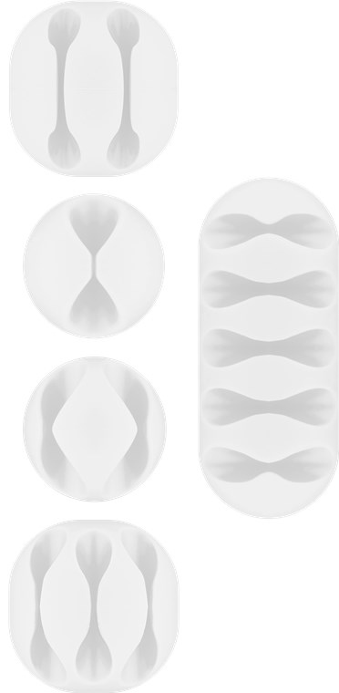 Kabelmanagement-Set, weiß Kabelmanagement-Set, weiß - Farbversion Weiß - 5er-Set zum Ordnen und Fixieren, ablösbar