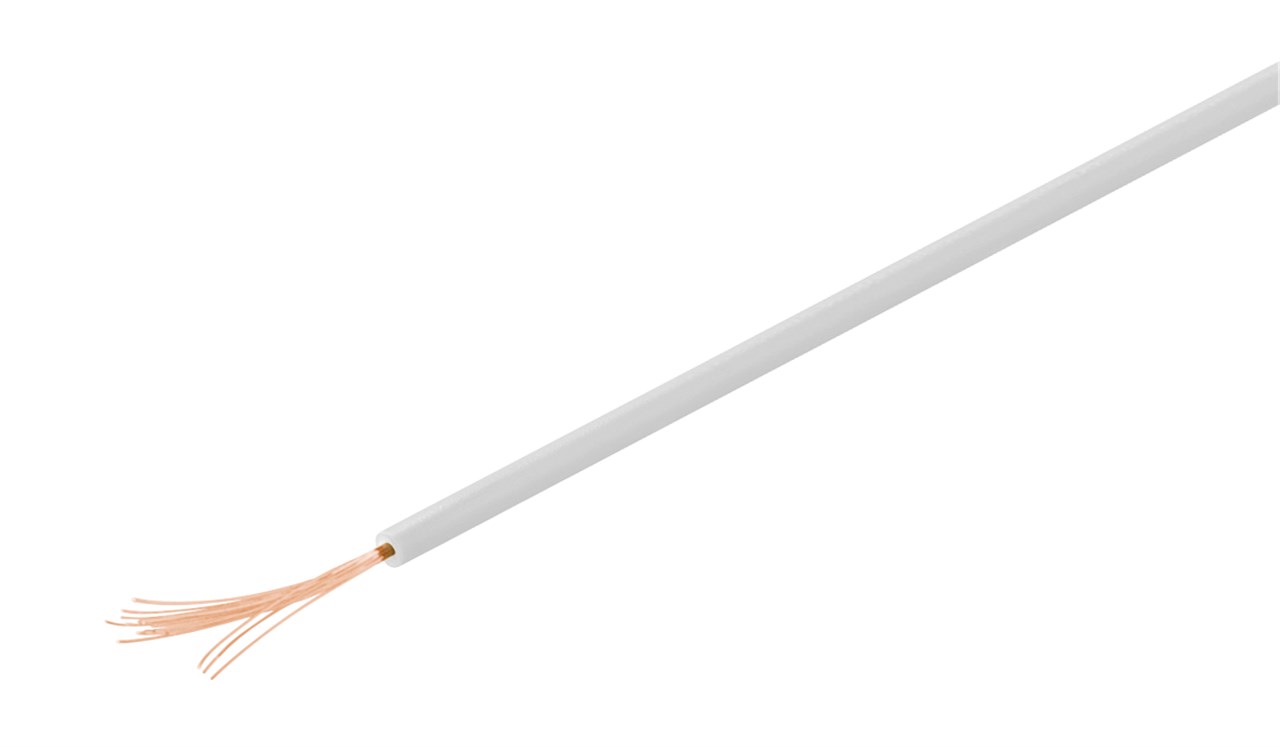 Kupferlitze isoliert - Farbversion Weiß - 1-adrig; mehrdrahtig (18 x 0,1 mm)