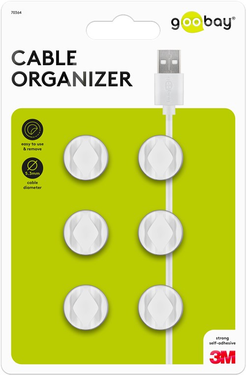 Kabelmanagement 2-Slots, weiß - Farbversion Weiß - 6er-Set zum Ordnen und Fixieren, ablösbar Kabelmanagement 2-Slots, weiß - Farbversion Weiß - 6er-Set zum Ordnen und Fixieren, ablösbar