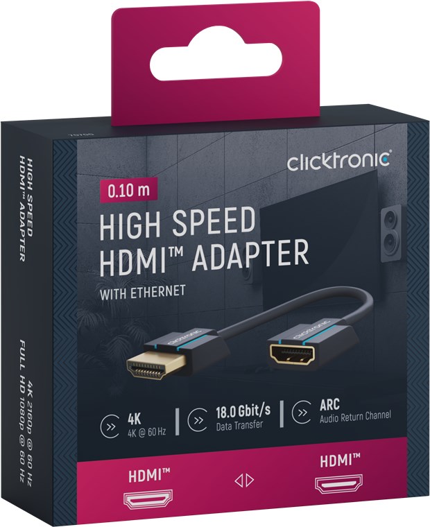 HDMI™-Flexadapter - Kabellänge 0.1 m - Premium-Kabel|1x HDMI™-Stecker 1x HDMI™-Buchse|0,1 m|UHD 4K @ 60 Hz HDMI™-Flexadapter - Kabellänge 0.1 m - Premium-Kabel|1x HDMI™-Stecker 1x HDMI™-Buchse|0,1 m|UHD 4K @ 60 Hz