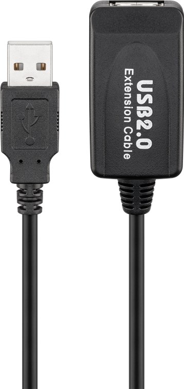 Aktives USB 2.0 Verlängerungskabel, Aktives USB 2.0 Verlängerungskabel, Schwarz - Kabellänge 10 m - USB 2.0-Stecker (Typ A) > USB 2.0-Buchse (Typ A)