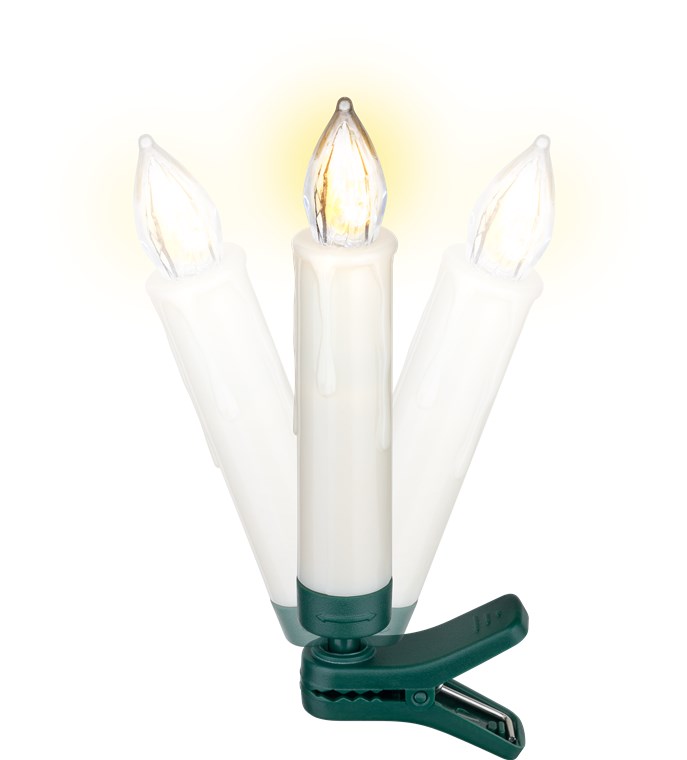 10 kabellose LED-Weihnachtsbaumkerzen - mit Klemmen und IR-Fernbedienung zur Steuerung von Timer, Leuchtmodi und Dimmer