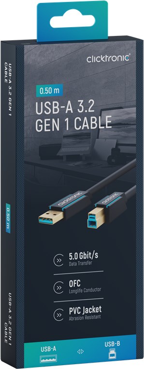 USB-A-auf-USB-B 3.0 Adapterkabel - Kabellänge 0.5 m - Premium-Kabel|USB-A-Stecker USB-B-3.0-Stecker|0,5 m|5 Gbit/s USB-A-auf-USB-B 3.0 Adapterkabel - Kabellänge 0.5 m - Premium-Kabel|USB-A-Stecker USB-B-3.0-Stecker|0,5 m|5 Gbit/s