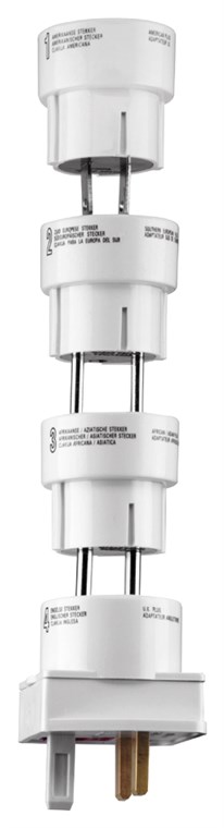 Reiseadapter-Set - universelle Netzadapter zum Anschluss elektrischer Geräte mit deutschem Stecksystem an Steckdosen im Ausland