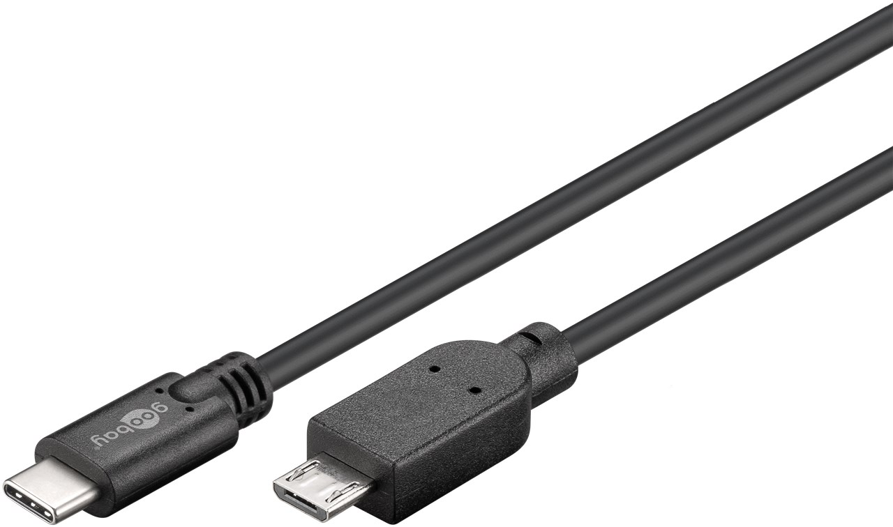 USB 2.0 Kabel USB-C™ auf Micro-B 2.0, schwarz - Kabellänge 0.6 m - USB 2.0-Micro-Stecker (Typ B) > USB-C™-Stecker