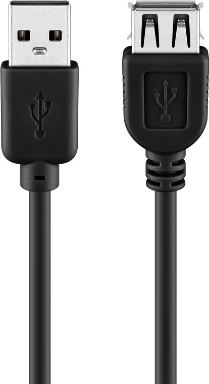 USB 2.0 Hi-Speed Verlängerungskabel, Schwarz USB 2.0 Hi-Speed Verlängerungskabel, Schwarz - Kabellänge 0.3 m - USB 2.0-Stecker (Typ A) > USB 2.0-Buchse (Typ A)
