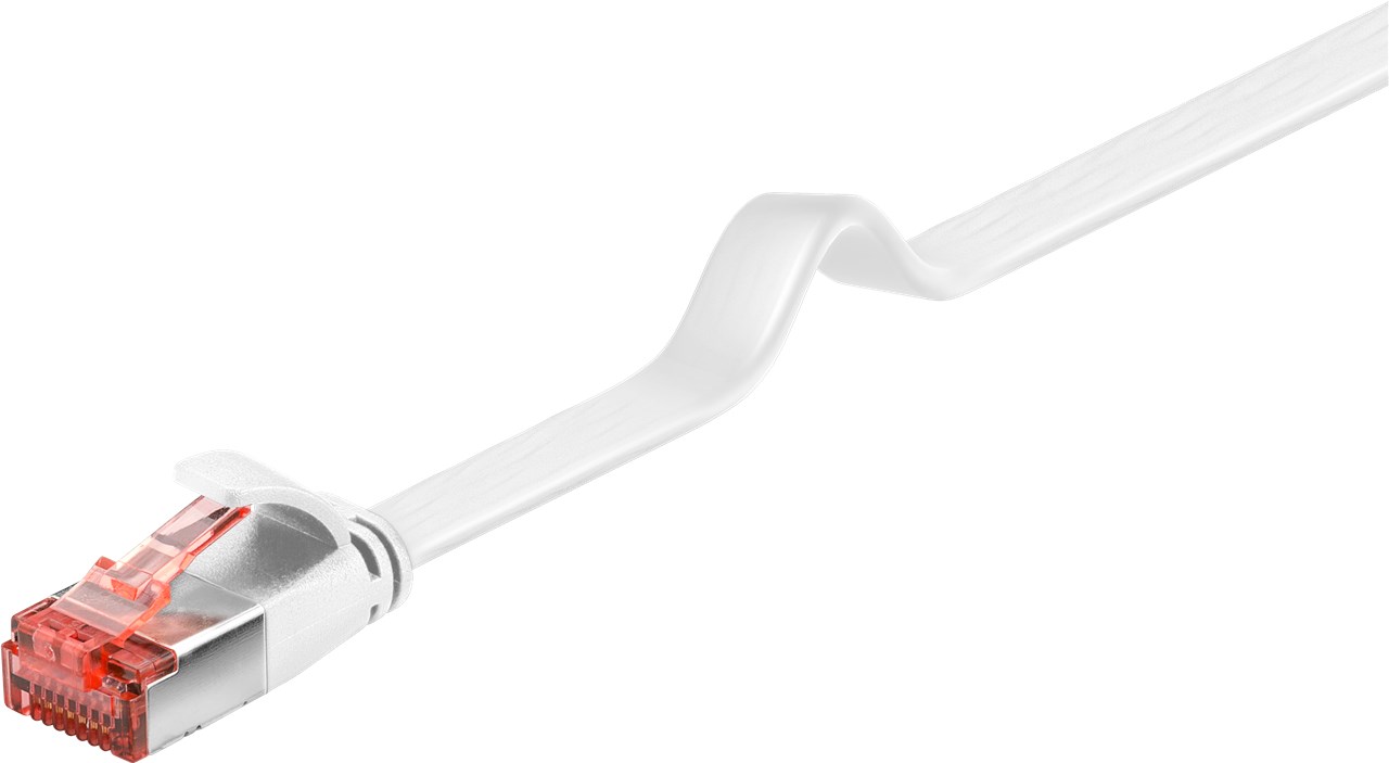 CAT 6 Flach-Patchkabel, U/FTP, weiß, 5 m CAT 6 Flach-Patchkabel, U/FTP, weiß, 0,25 m - Kabellänge 0.25 m - Kupferleiter (CU)