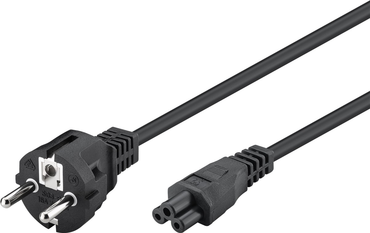 Netzanschlusskabel (Schutzkontakt), 1 m, Schwarz - Kabellänge 1 m - Schutzkontaktstecker (Typ F, CEE 7/7) > Gerätebuchse C5 Netzanschlusskabel (Schutzkontakt), 1 m, Schwarz - Kabellänge 1 m - Schutzkontaktstecker (Typ F, CEE 7/7) > Gerätebuchse C5