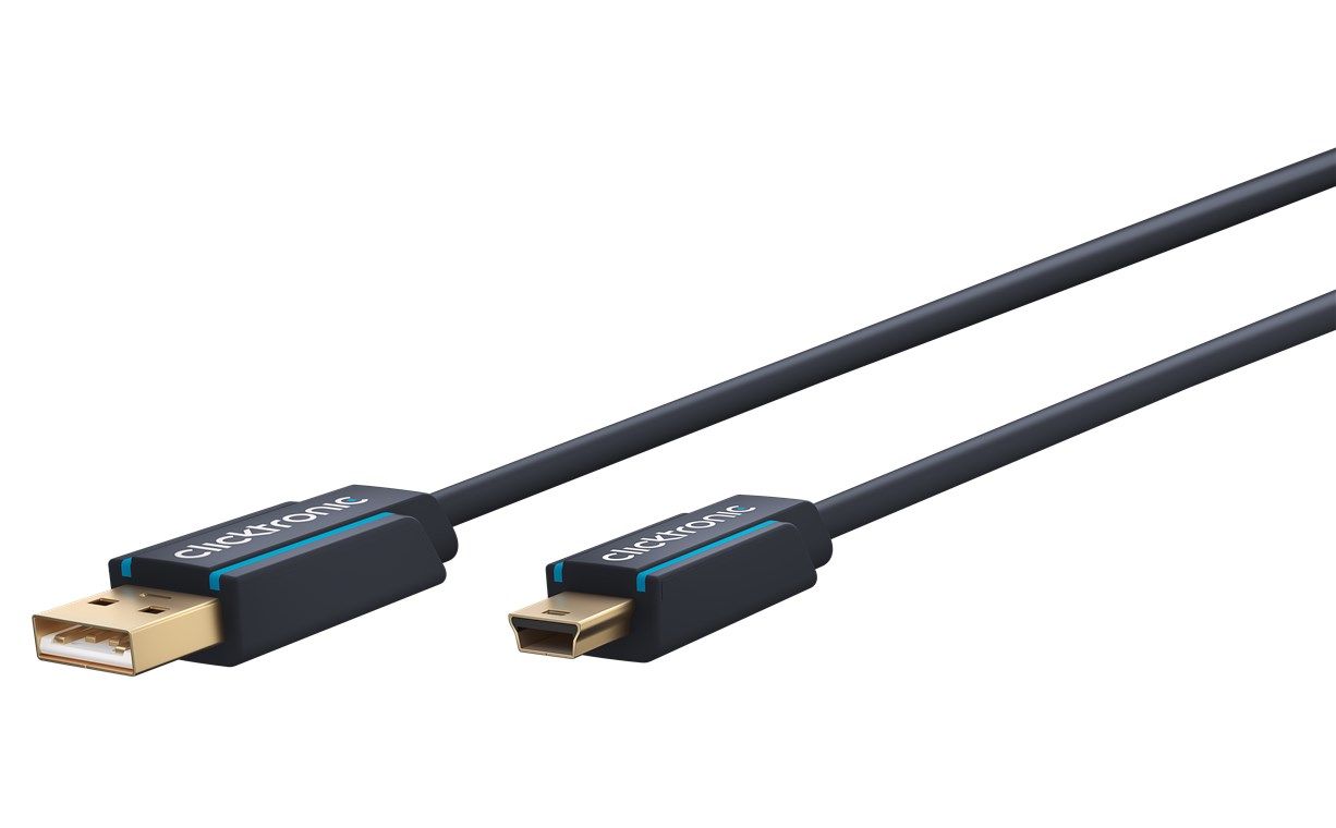 USB-A-auf-USB-Mini-B 2.0 Adapterkabel USB-A-auf-USB-Mini-B 2.0 Adapterkabel - Kabellänge 0.5 m - Premium-Kabel|USB-A-Stecker USB-Mini-B-Stecker|0,5 m|480 Mbit/s