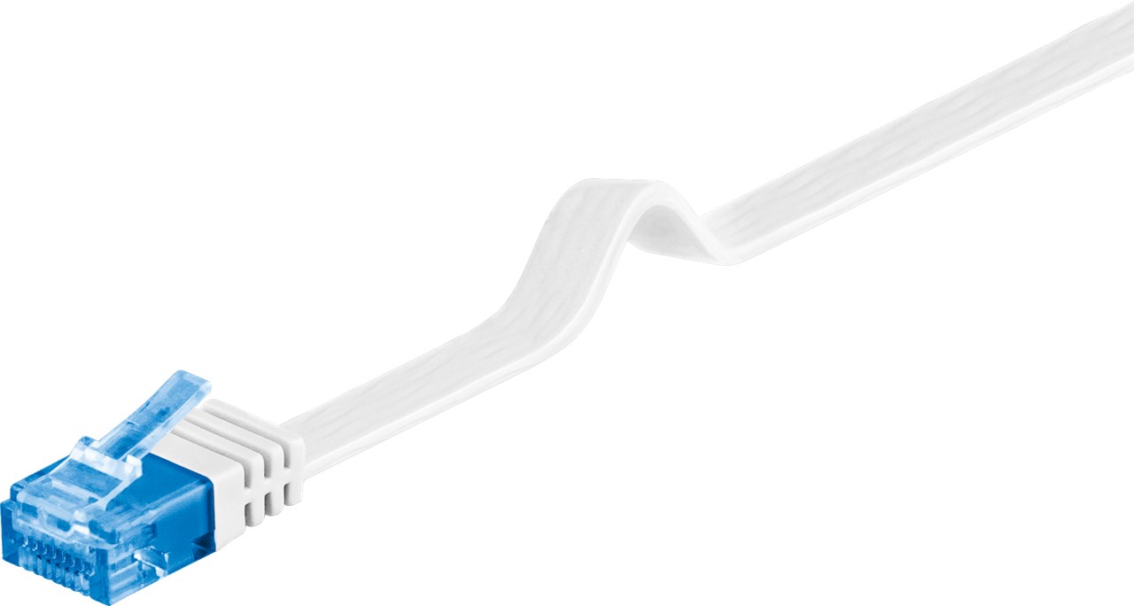CAT 6A Flach-Patchkabel, U/UTP, weiß, 10 m CAT 6A Flach-Patchkabel, U/UTP, weiß, 3 m - Kabellänge 3 m - Kupferleiter (CU)
