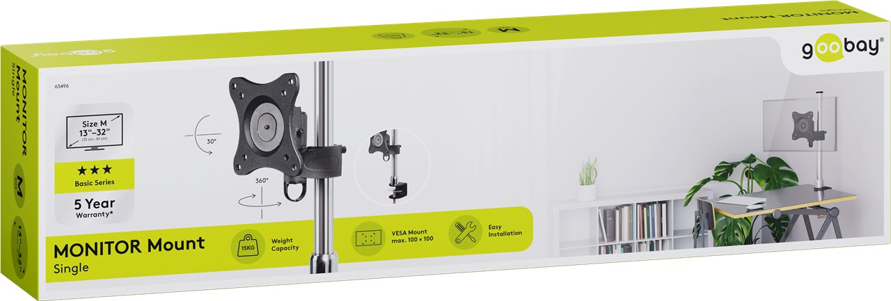 Monitorhalterung - zur Tischmontage für einen Bildschirm, höhenverstellbar, (schwenkbar und neigbar) bis 15kg Monitorhalterung - zur Tischmontage für einen Bildschirm, höhenverstellbar, (schwenkbar und neigbar) bis 15kg