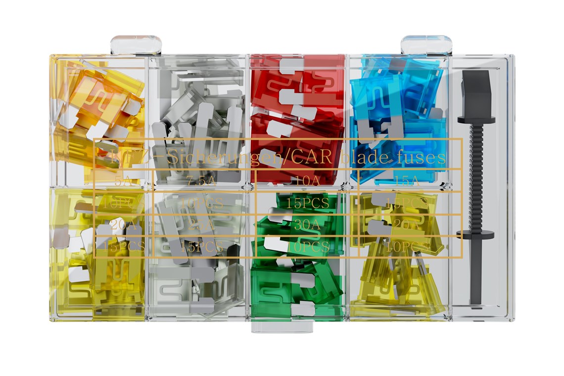 Kfz Sicherungssortiment, 101 tlg. Kfz Sicherungssortiment, 101 tlg. - Maße der Flachsicherungen: 19,1 x 5,1 x 18,5 mm