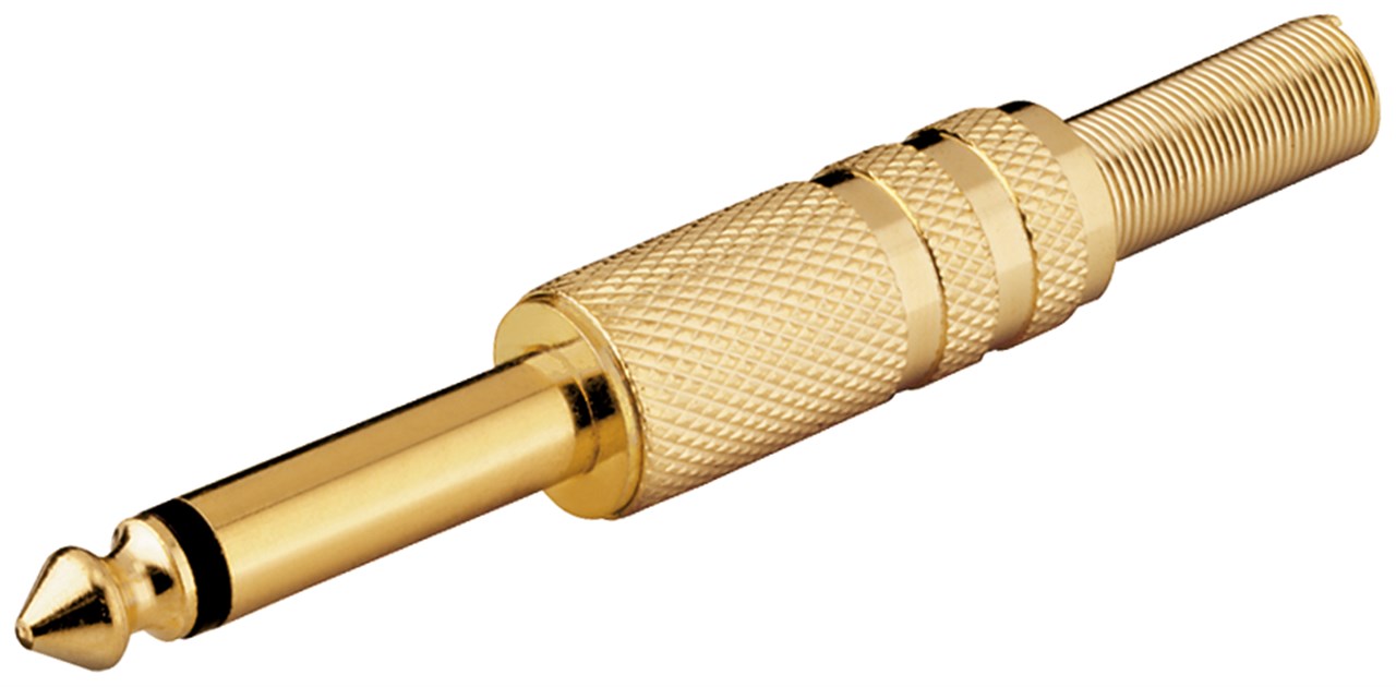 Klinkenstecker 6,35 mm Mono Klinkenstecker 6,35 mm Mono - vergoldet mit Knickschutz