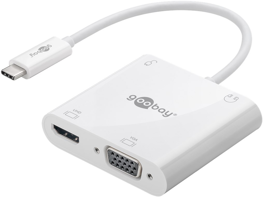 USB-C™ Multiport-Adapter HDMI™+VGA+PD 100 W - Verbrauchseinheit 1 Stk. im Polybeutel - erweitert ein USB-C™-Gerät um einen HDMI™- , einen 3.5 mm Audio- und einen VGA-Anschluss USB-C™ Multiport-Adapter HDMI™+VGA+PD 100 W - Verbrauchseinheit 1 Stk. im Polybeutel - erweitert ein USB-C™-Gerät um einen HDMI™- , einen 3.5 mm Audio- und einen VGA-Anschluss