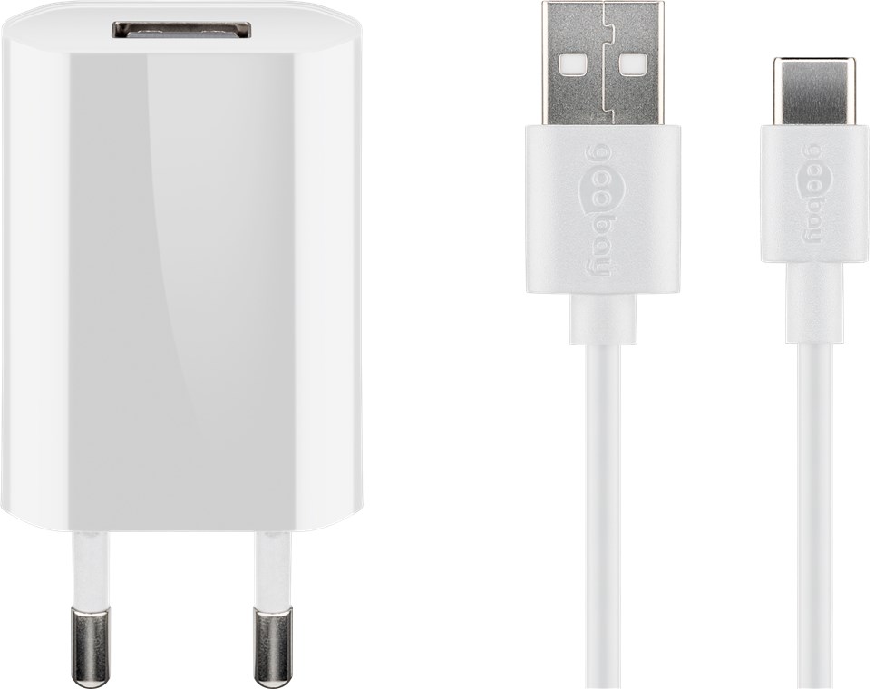 USB-C™ Ladeset 1 A - Netzteil mit Type-C™ Kabel 1m (weiß) USB-C™ Ladeset 1 A - Netzteil mit Type-C™ Kabel 1m (weiß)