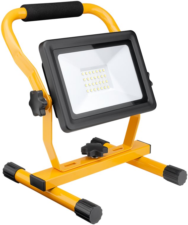 LED-Baustrahler mit Standfuß, 30 W - mit 2.550 lm und kaltweißem Licht (6500 K), für den Innen- und Außeneinsatz geeignet (IP65)