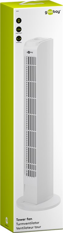 Turmventilator - oszillierender, leiser Säulenventilator mit Stromkabel Turmventilator - oszillierender, leiser Säulenventilator mit Stromkabel