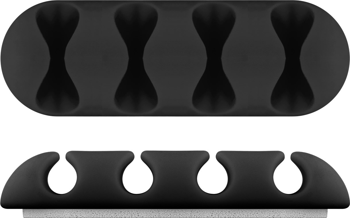 Kabelmanagement 4-Slots, schwarz - Farbversion Schwarz - 2er-Set zum Ordnen und Fixieren, ablösbar Kabelmanagement 4-Slots, schwarz - Farbversion Schwarz - 2er-Set zum Ordnen und Fixieren, ablösbar