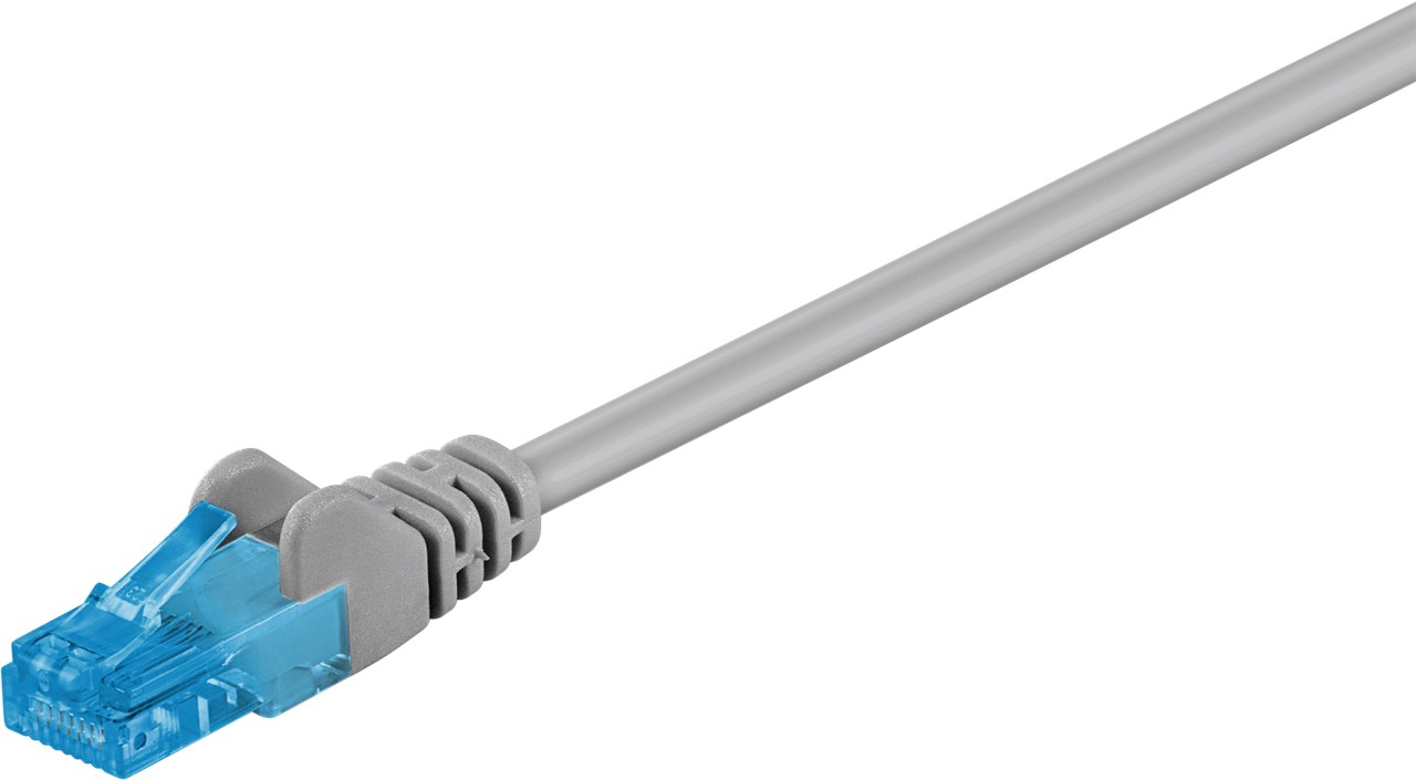 CAT 6A Patchkabel, U/UTP, Grau, 0,25 m - Kabellänge 0.25 m - Kupferleiter (CU), halogenfreier Kabelmantel (LSZH)