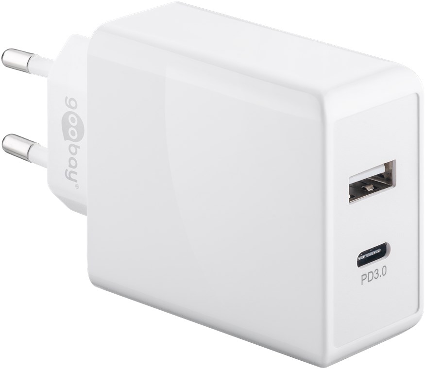 Dual USB-C™ PD (Power Delivery) Schnellladegerät (28W) weiß - geeignet für Geräte mit USB-C™ (Power Delivery) 18W oder herkömmlichen USB-A Anschluss 10W wie z.B. iPhone 12 Dual USB-C™ PD (Power Delivery) Schnellladegerät (28W) weiß - geeignet für Geräte mit USB-C™ (Power Delivery) 18W oder herkömmlichen USB-A Anschluss 10W wie z.B. iPhone 12