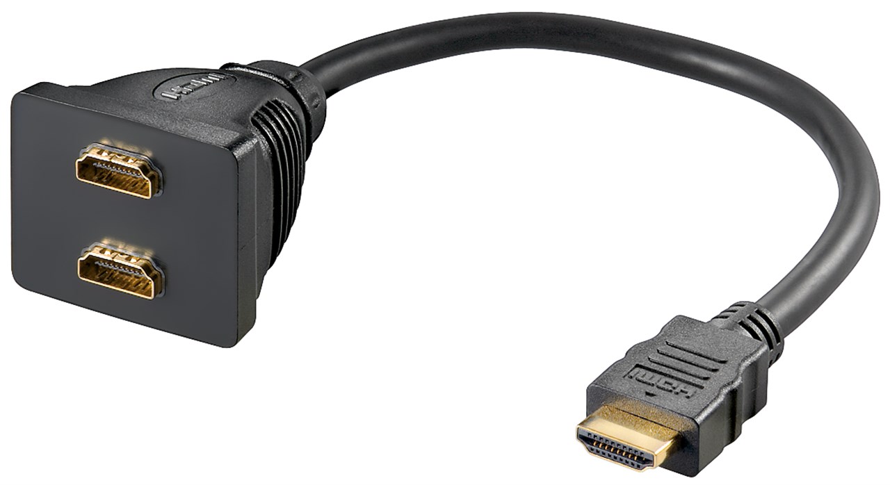 HDMI™-Kabeladapter, vergoldet HDMI™-Kabeladapter, vergoldet - Kabellänge 0.1 m - 2x HDMI™-Buchse (Typ A) > HDMI™-Stecker (Typ A)