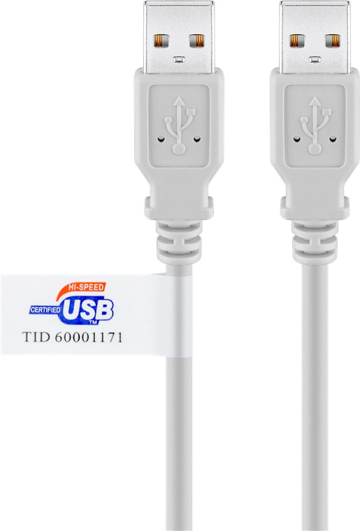 USB 2.0 Hi-Speed Kabel mit USB Zertifikat, Grau USB 2.0 Hi-Speed Kabel mit USB Zertifikat, Grau - Kabellänge 2 m - USB 2.0-Stecker (Typ A) > USB 2.0-Stecker (Typ A)
