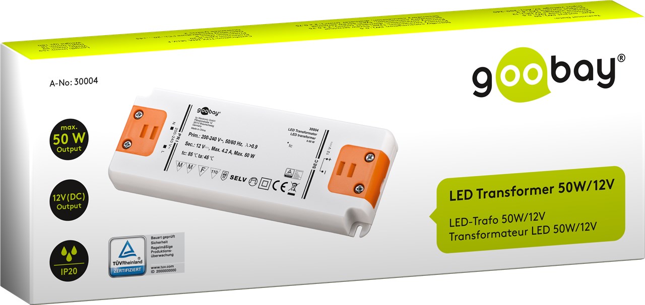 LED-Trafo 12 V/50 W - 12 V DC für LEDs bis 50 W Gesamtlast LED-Trafo 12 V/50 W - 12 V DC für LEDs bis 50 W Gesamtlast