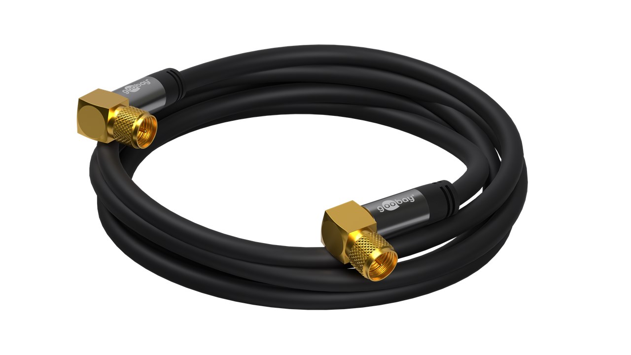 SAT Antennenkabel (135 dB typ), 4x geschirmt - Kabellänge 10 m - vergoldet, F-Stecker 90° > F-Stecker 90° SAT Antennenkabel (135 dB typ), 4x geschirmt - Kabellänge 10 m - vergoldet, F-Stecker 90° > F-Stecker 90°