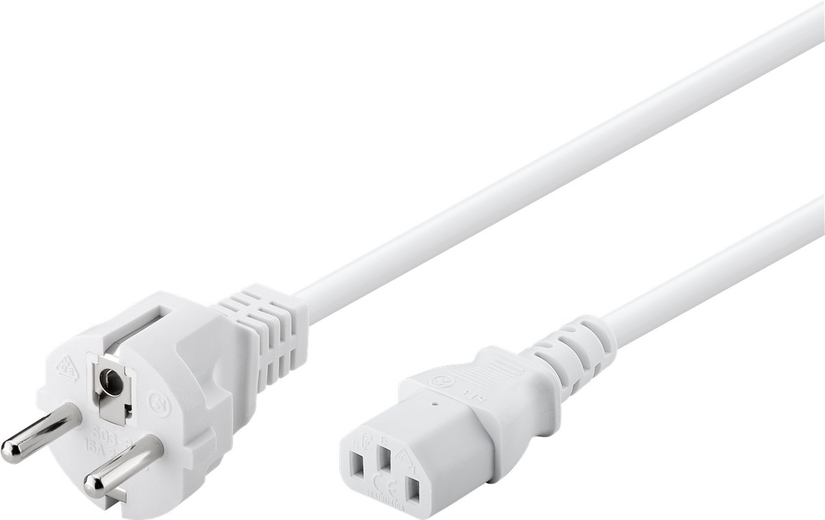 Kaltgeräte-Anschlusskabel, 5 m, Weiß - Kabellänge 5 m - Schutzkontaktstecker (Typ F, CEE 7/7) > Gerätebuchse C13 (Kaltgeräteanschluss) Kaltgeräte-Anschlusskabel, 5 m, Weiß - Kabellänge 5 m - Schutzkontaktstecker (Typ F, CEE 7/7) > Gerätebuchse C13 (Kaltgeräteanschluss)