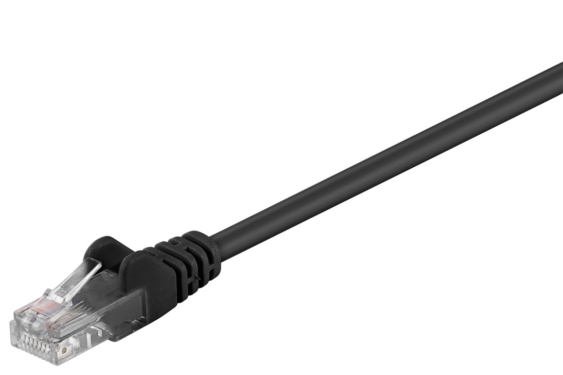 CAT 5e Patchkabel, U/UTP, Schwarz, 0,25 m - Kabellänge 0.25 m - Kupferkaschierter Aluminiumleiter (CCA)