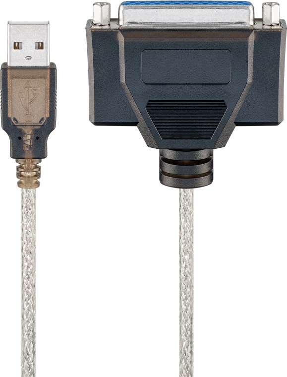 USB-Druckerkabel, Transparent - Kabellänge 1.5 m - USB 2.0-Stecker (Typ A) > D-SUB/IEEE 1284-Buchse (25-polig)