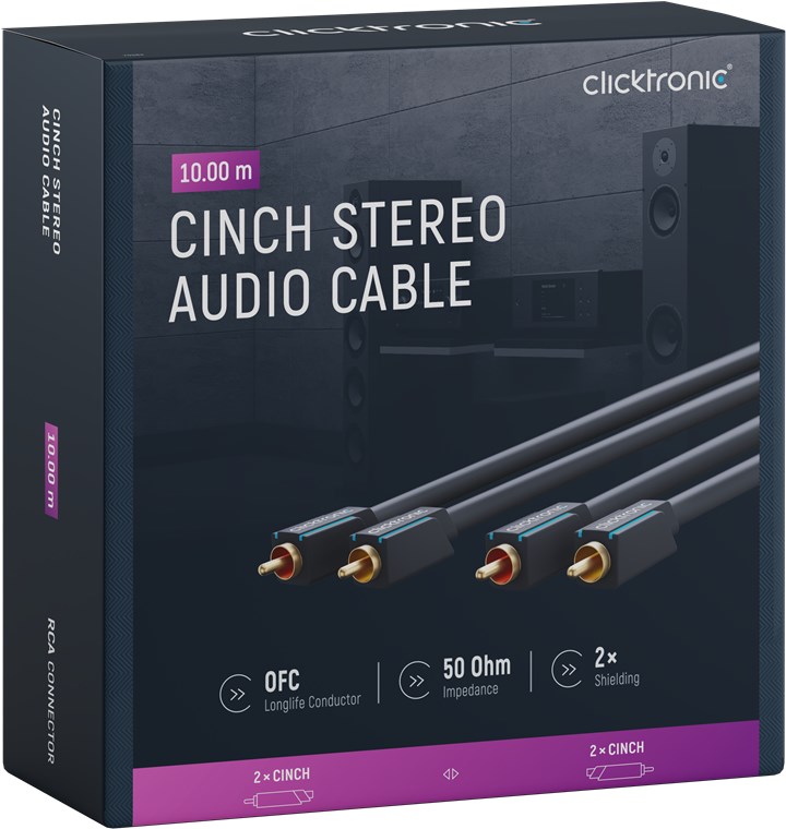 Cinch-Kabel, stereo - Kabellänge 10 m - Premium-Kabel|2x Cinch-Stecker 2x Cinch-Stecker|7,5 m|OFC-Innenleiter Cinch-Kabel, stereo - Kabellänge 10 m - Premium-Kabel|2x Cinch-Stecker 2x Cinch-Stecker|7,5 m|OFC-Innenleiter