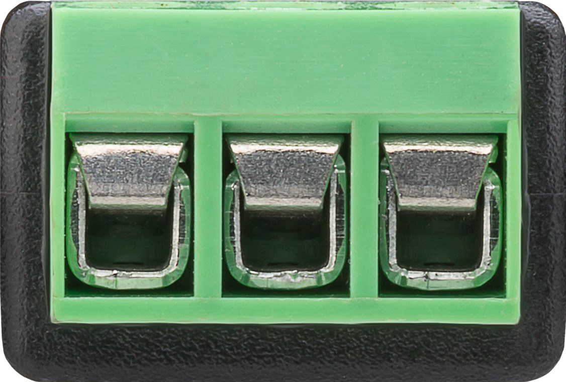 Terminal Block 3-pin > Klinke 3,5 mm Stecker (3-Pin, stereo) - Schraubbefestigung Terminal Block 3-pin > Klinke 3,5 mm Stecker (3-Pin, stereo) - Schraubbefestigung