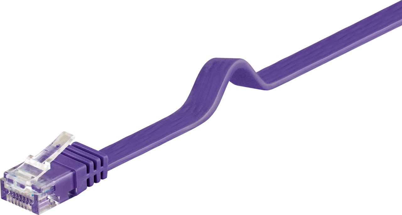 CAT 6 Flach-Patchkabel, U/UTP, Violett, 2 m - Kabellänge 2 m - Kupferleiter (CU)