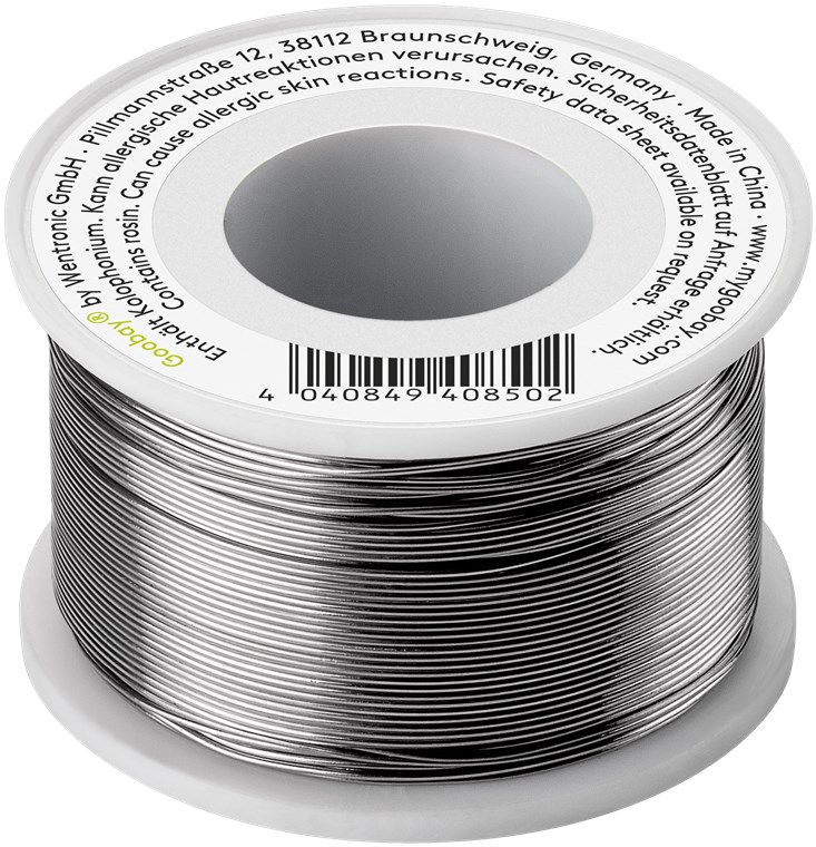 Profi Lötzinn bleifrei, ø 0,56 mm, 100 g - Zusammensetzung: 0,3 % Silber, 0,7 % Kupfer, 96,5 % Zinn, Flussmittelanteil: 2,5 %, Schmelzpunkt 217° C Profi Lötzinn bleifrei, ø 0,56 mm, 100 g - Zusammensetzung: 0,3 % Silber, 0,7 % Kupfer, 96,5 % Zinn, Flussmittelanteil: 2,5 %, Schmelzpunkt 217° C