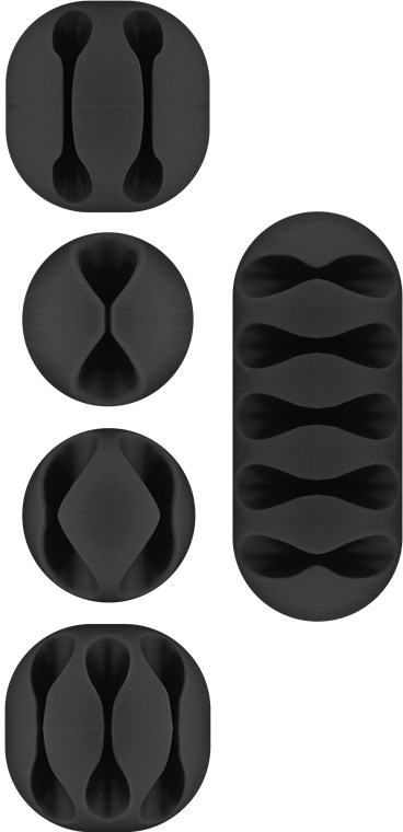 Kabelmanagement-Set, schwarz Kabelmanagement-Set, schwarz - Farbversion Schwarz - 5er-Set zum Ordnen und Fixieren, ablösbar