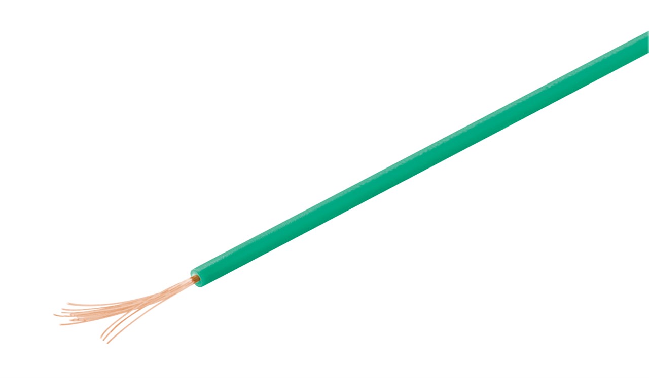 Kupferlitze isoliert - Farbversion Grün - 1-adrig; mehrdrahtig (18 x 0,1 mm) Kupferlitze isoliert - Farbversion Grün - 1-adrig; mehrdrahtig (18 x 0,1 mm)