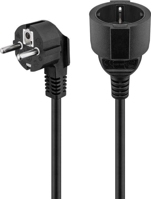 Verlängerung Schutzkontakt, 5 m, Schwarz Verlängerung Schutzkontakt, 10 m, Schwarz - Kabellänge 10 m - Schutzkontaktstecker (Typ F, CEE 7/7) > Schutzkontaktbuchse (Typ F, CEE 7/3)