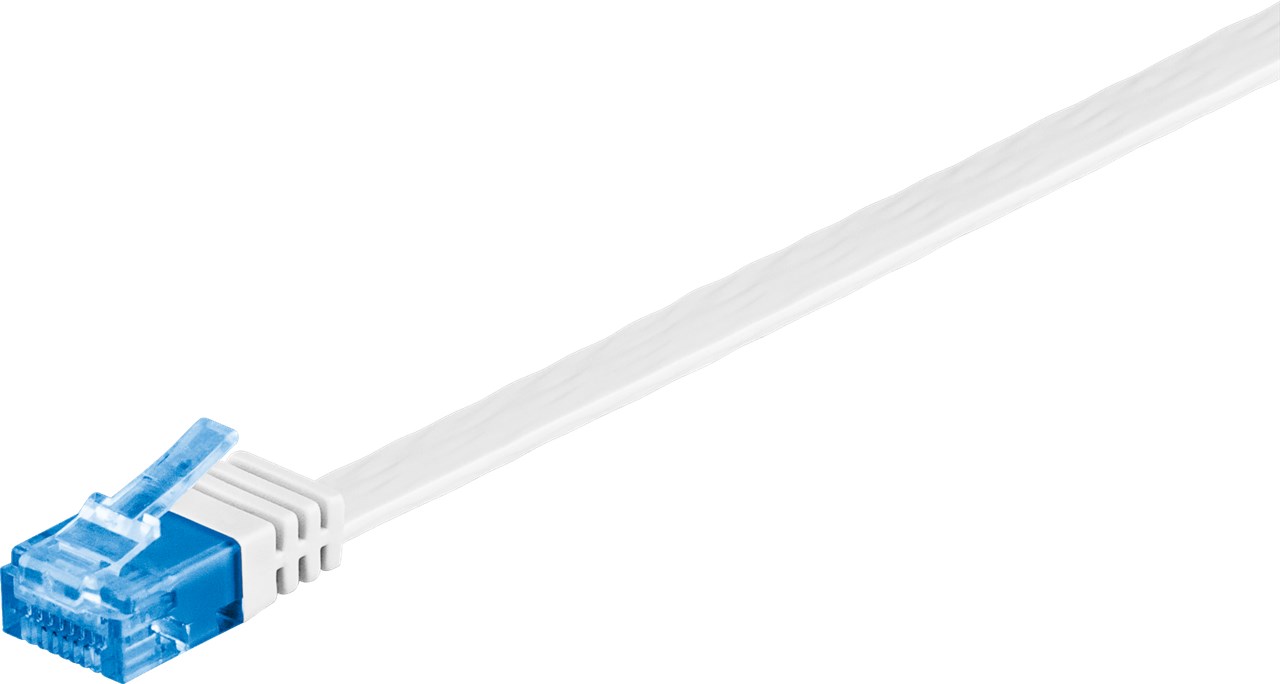 CAT 6A Flach-Patchkabel, U/UTP, weiß, 7 m - Kabellänge 7 m - Kupferleiter (CU)