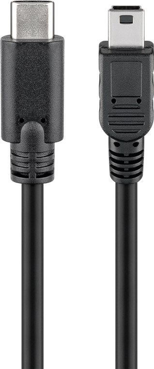 USB 2.0 Kabel USB-C™ auf Mini-B 2.0, schwarz - Kabellänge 0.5 m - USB 2.0-Mini-Stecker (Typ B, 5-Pin) > USB-C™-Stecker