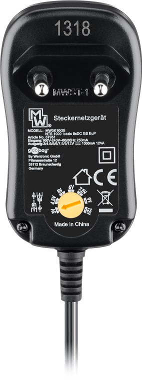 3 V - 12 V Universal-Netzteil - Ausgang, max. Stromstärke (DC) 0.0416666666666667 - inkl. 6 DC-Adapter - max. 12 W und 1 A 3 V - 12 V Universal-Netzteil - Ausgang, max. Stromstärke (DC) 0.0416666666666667 - inkl. 6 DC-Adapter - max. 12 W und 1 A
