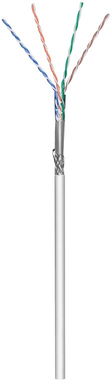 CAT 5e Netzwerkkabel, SF/UTP, Grau CAT 5e Netzwerkkabel, SF/UTP, Grau - Kabellänge 100 m - Kupferkaschierter Aluminiumleiter (CCA), AWG 24/1 (solid), PVC-Kabelmantel