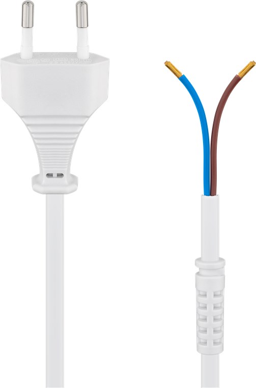 Kabel mit Eurostecker zum Konfektionieren, 1,5 m, Weiß Kabel mit Eurostecker zum Konfektionieren, 1,5 m, Weiß - Farbversion Weiß - Eurostecker (Typ C, CEE 7/16) > lose Kabelenden