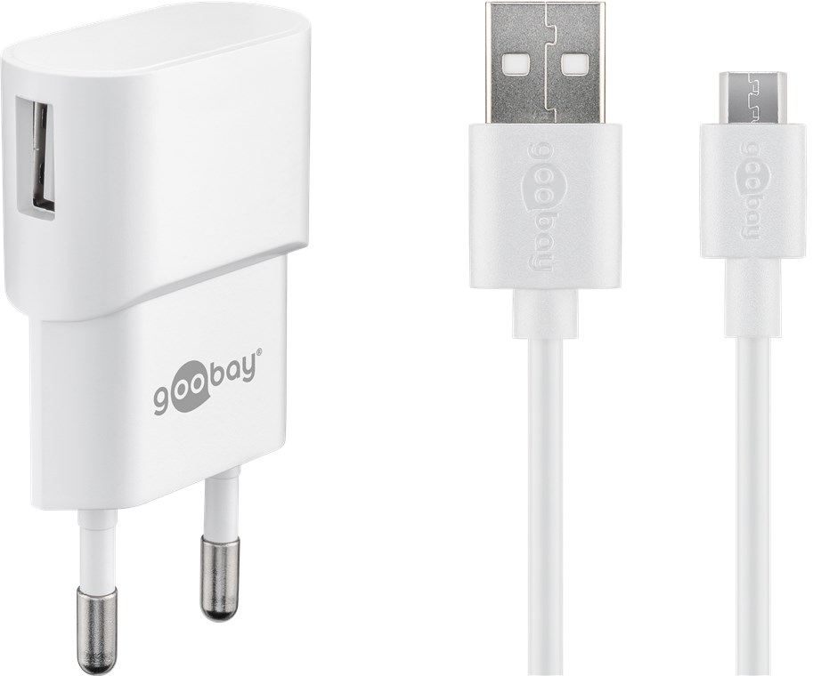 Micro USB-Ladeset 1 A - Netzteil mit Micro USB Kabel 1m (weiß) Micro USB-Ladeset 1 A - Netzteil mit Micro USB Kabel 1m (weiß)