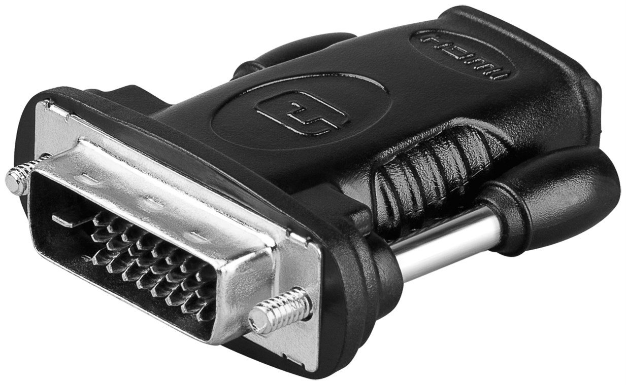 HDMI™/DVI-D-Adapter, vernickelt - Verbrauchseinheit 1 Stk. im Plastikbeutel - HDMI™-Buchse (Typ A) > DVI-D-Stecker Dual-Link (24+1 pin)