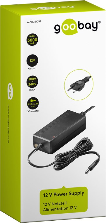 12 V Netzteil - Max. Leistungsaufnahme 36 W - mit 5,5 mm x 2,5 mm Stecker - 36 W und 3 A 12 V Netzteil - Max. Leistungsaufnahme 36 W - mit 5,5 mm x 2,5 mm Stecker - 36 W und 3 A